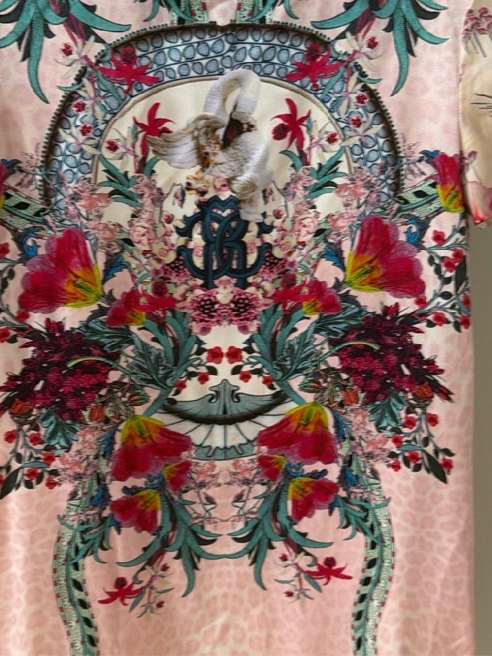 Roberto Cavalli Abito Porcelain swan 100% silk mini dress; 2013 resort RTW look - Picture 5 of 6